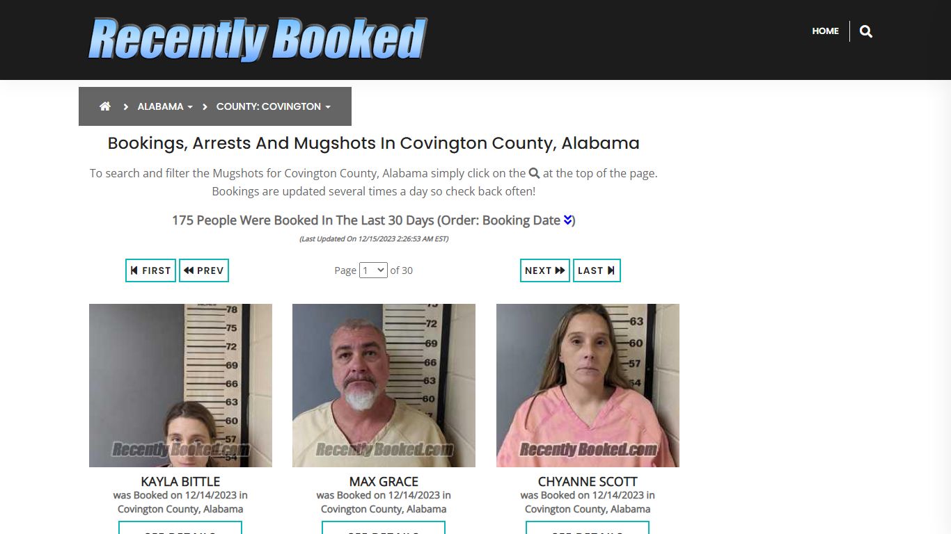 Bookings, Arrests and Mugshots in Covington County, Alabama